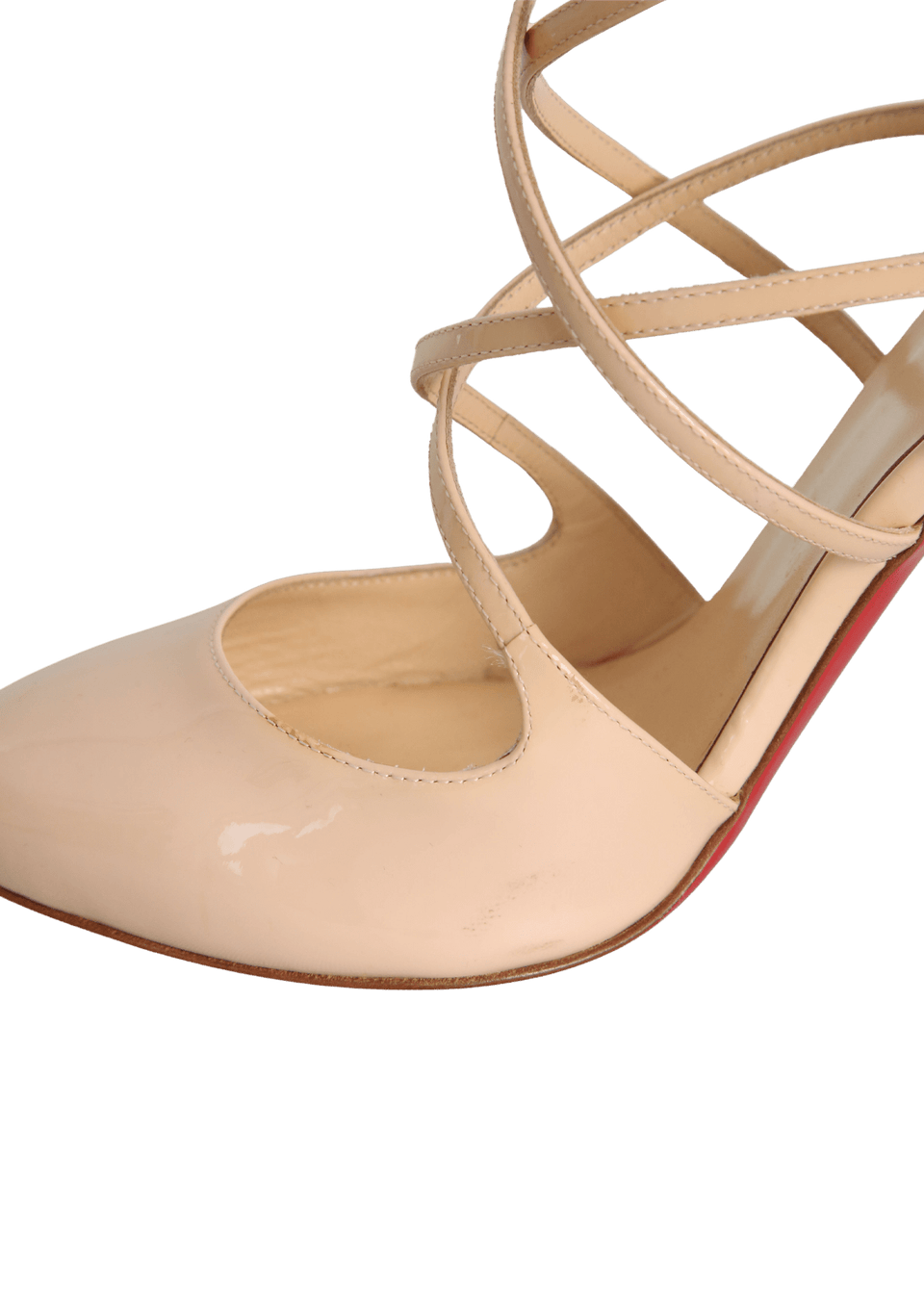 SAPATO CHRISTIAN LOUBOUTIN PATENT SOUSTELISSIMO 100 PUMPS BEGE 37