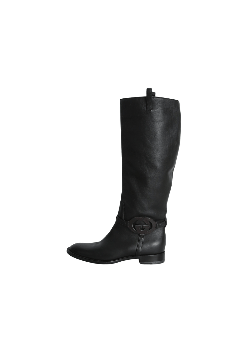 INTERLOCKING G KNEE HIGH LEATHER BOOTS 36