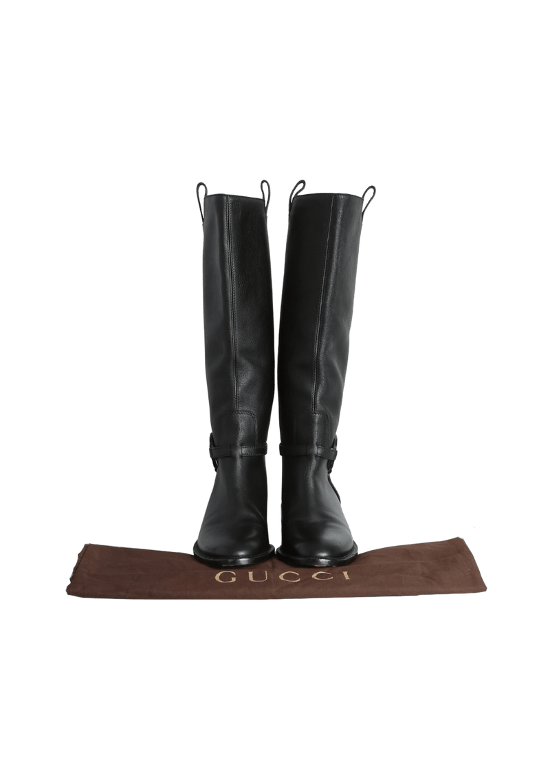 INTERLOCKING G KNEE HIGH LEATHER BOOTS 36