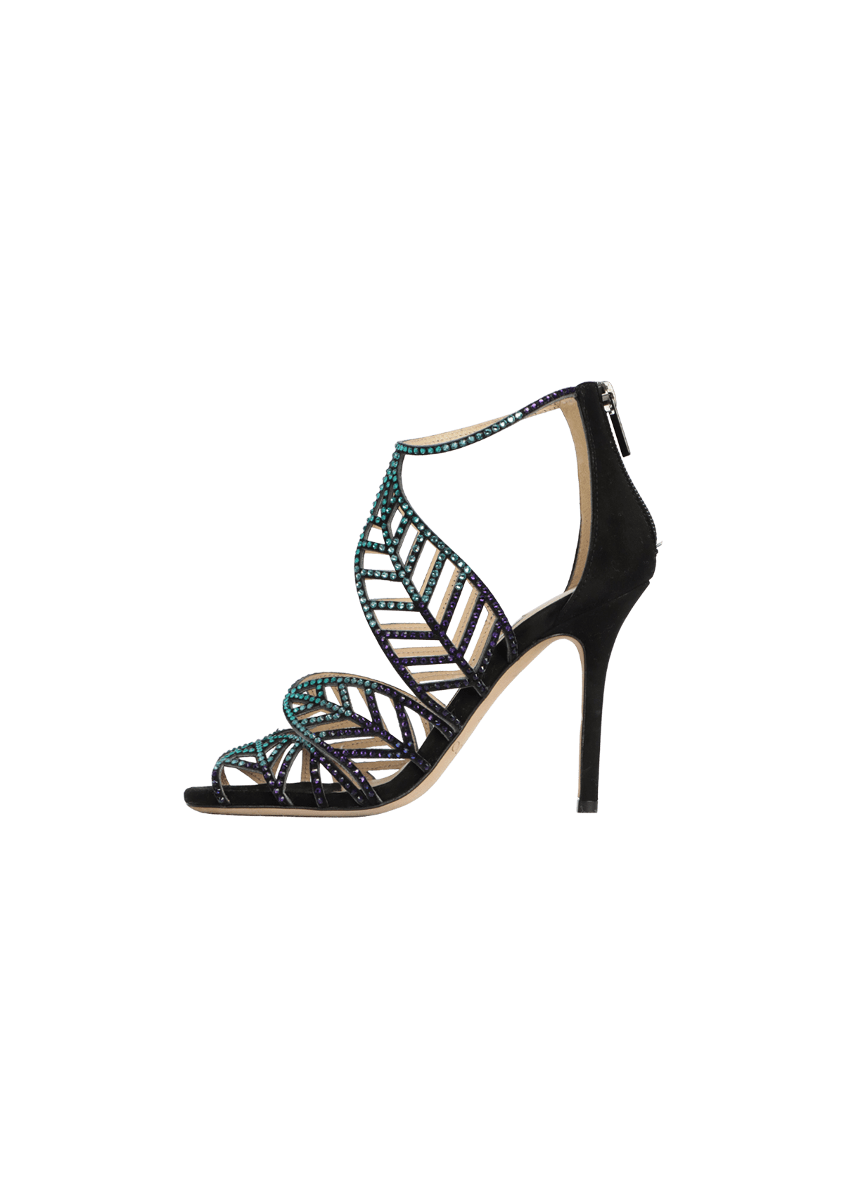 SAPATO JIMMY CHOO SUEDE KALLAI LEAF SANDALS 33 AZUL ORIGINAL – Gringa
