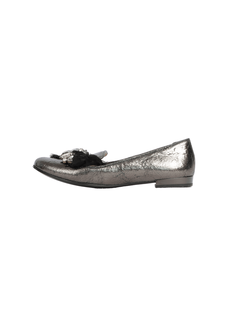 LEATHER CRYSTAL EMBELLISHMENTS LOAFERS 32