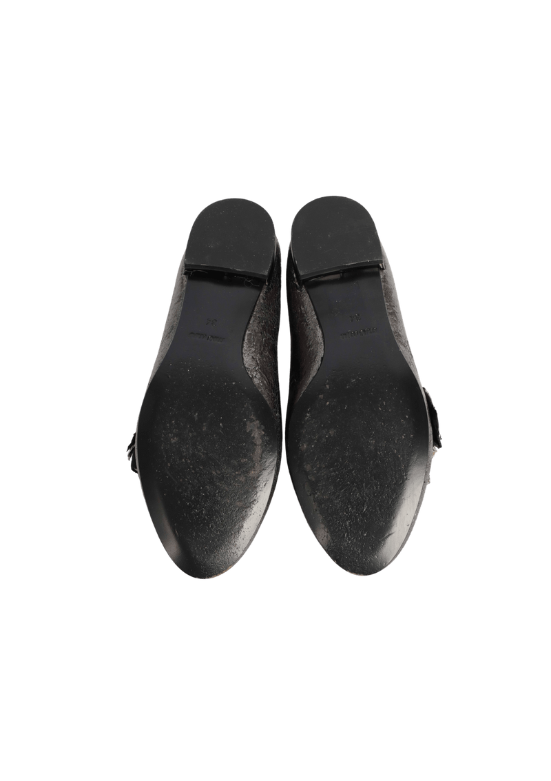 LEATHER CRYSTAL EMBELLISHMENTS LOAFERS 32