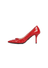 PATENT LEATHER BOW ACCENTS PUMPS 34