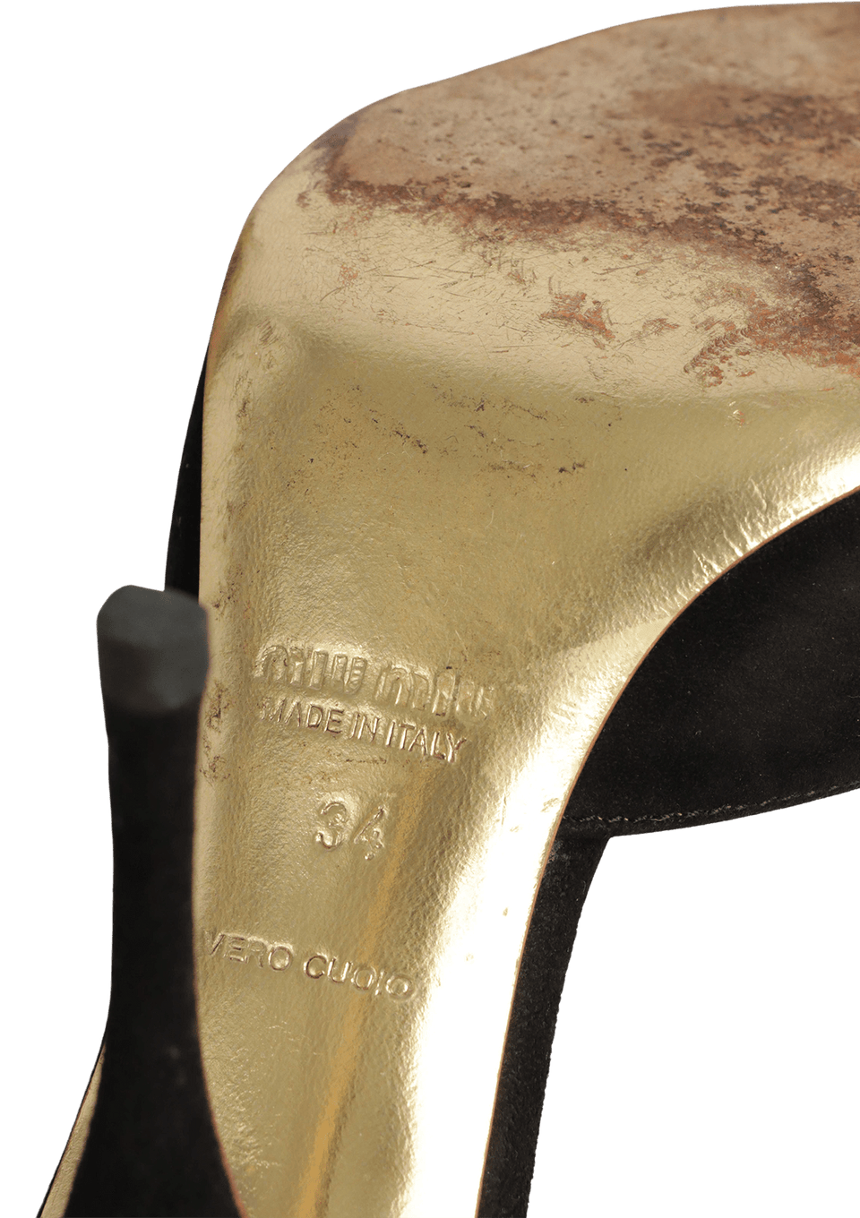 SAPATOS MIU MIU LEATHER MULES 32 PRETA ORIGINAL – Gringa
