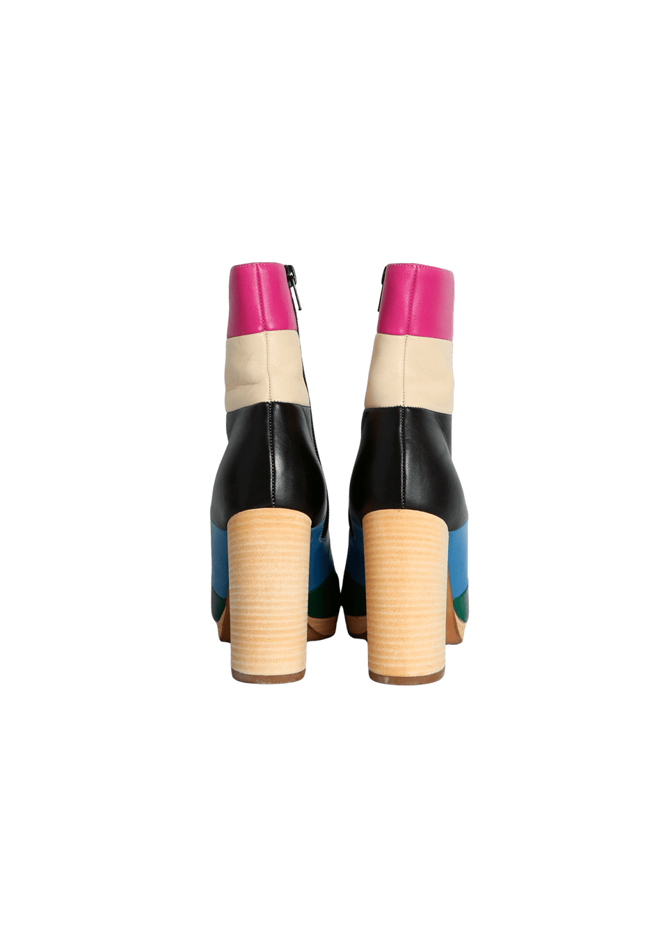 MULTICOLOR LAMBSKIN TRIPE "BO-Y-CH" BOOTS 34
