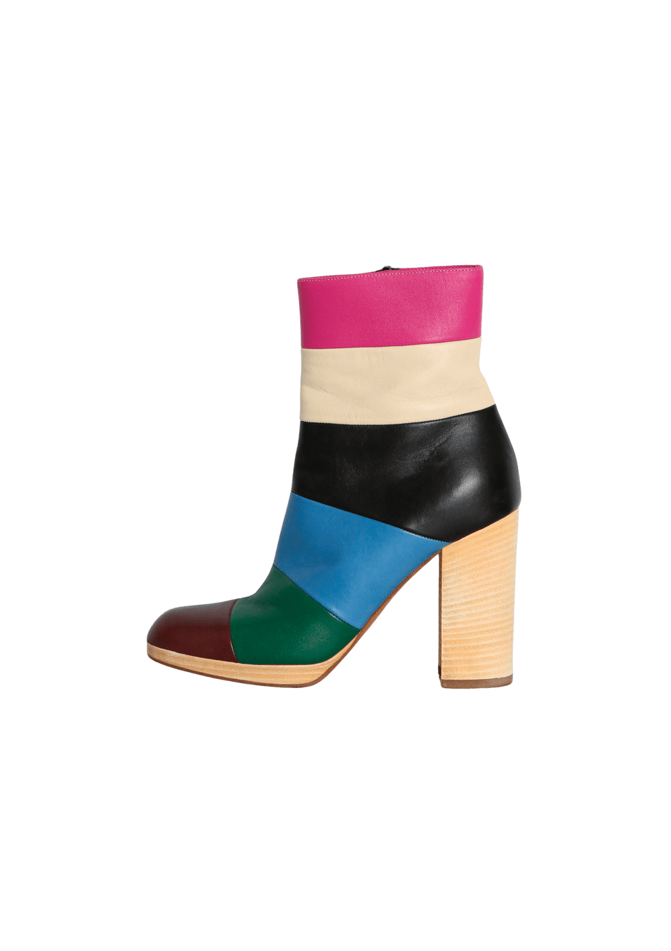 MULTICOLOR LAMBSKIN TRIPE "BO-Y-CH" BOOTS 34