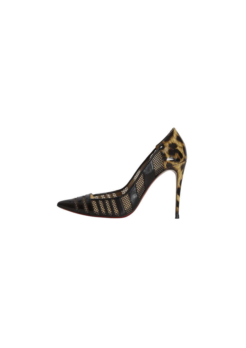 LEATHER ANIMAL PRINT PUMPS 35.5