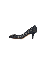 LACE PATTERN CRYSTAL PUMPS 34.5