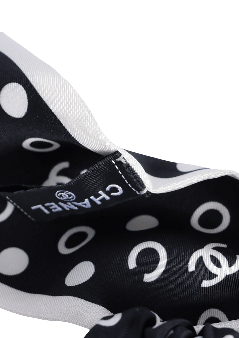 【CHANEL】CC Logo Twilly Dot Hair Scrunchie Black NEW 100%AUTH Chanel 21S Black/White CC 100%Silk Scrunchie