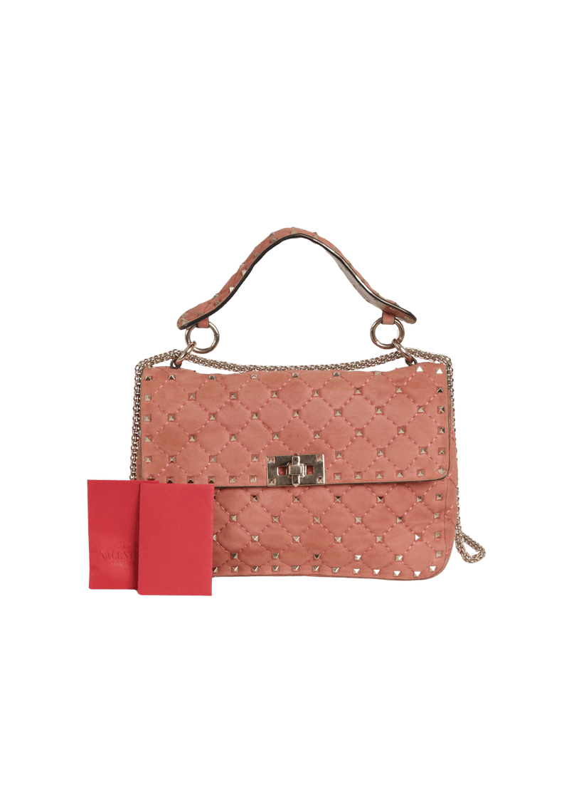 MEDIUM SUEDE ROCKSTUD SPIKE FLAP BAG