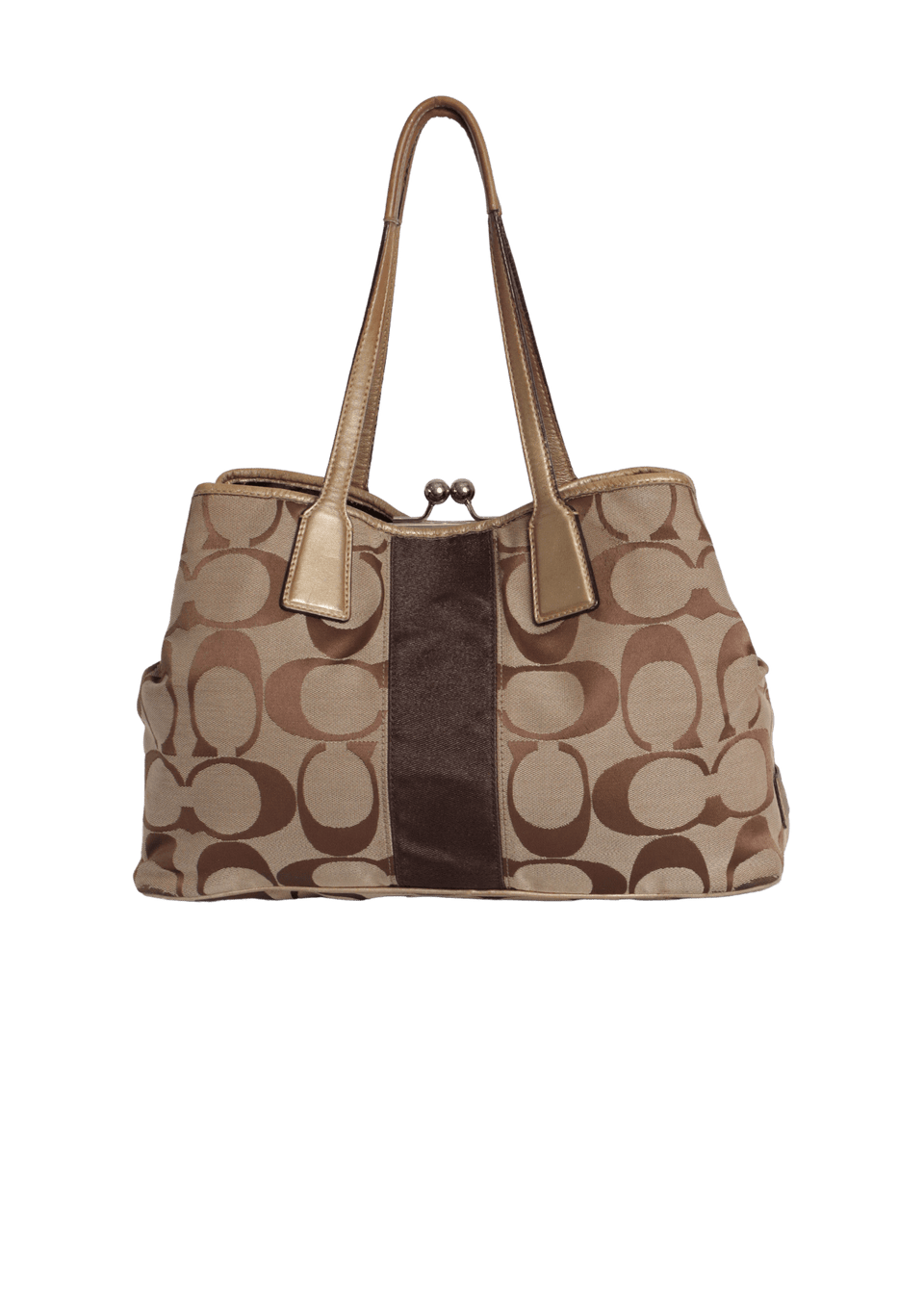 BOLSA COACH SIGNATURE KISS LOCK SHOULDER BAG BEGE ORIGINAL – Gringa