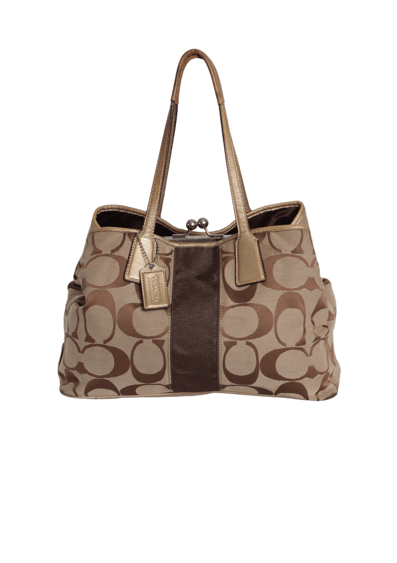 SIGNATURE KISS LOCK SHOULDER BAG