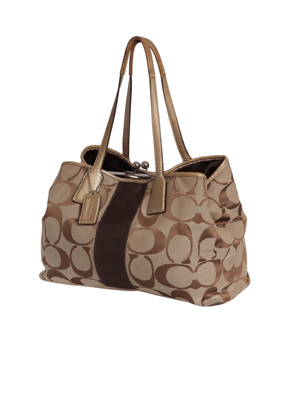 バッグ Vintage coach large bronze signature BOLSA COACH SIGNATURE KISS LOCK SHOULDER BAG BEGE ORIGINAL – Gringa