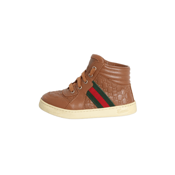 T NIS GUCCI TODDLER MICROGUCCISSIMA HIGH TOP WITH WEB 23 MARROM