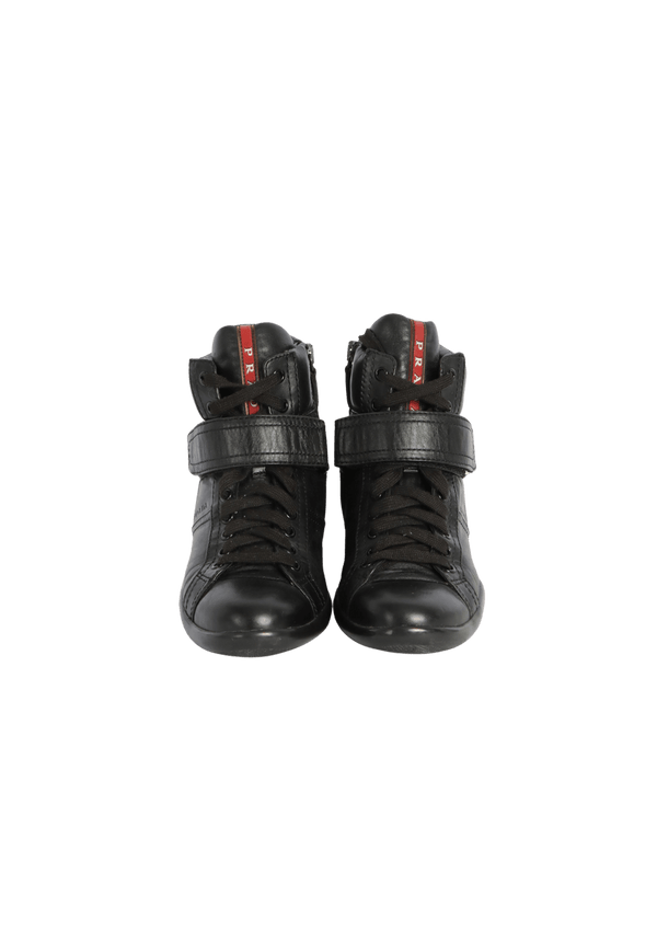 LEATHER HIGH-TOP SNEAKERS 34