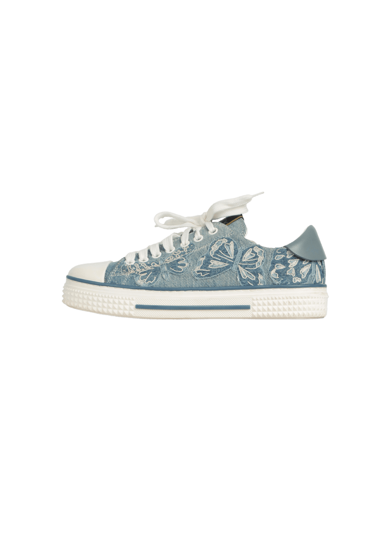 DENIM BUTTERFLY EMBROIDERED SNEAKERS 34