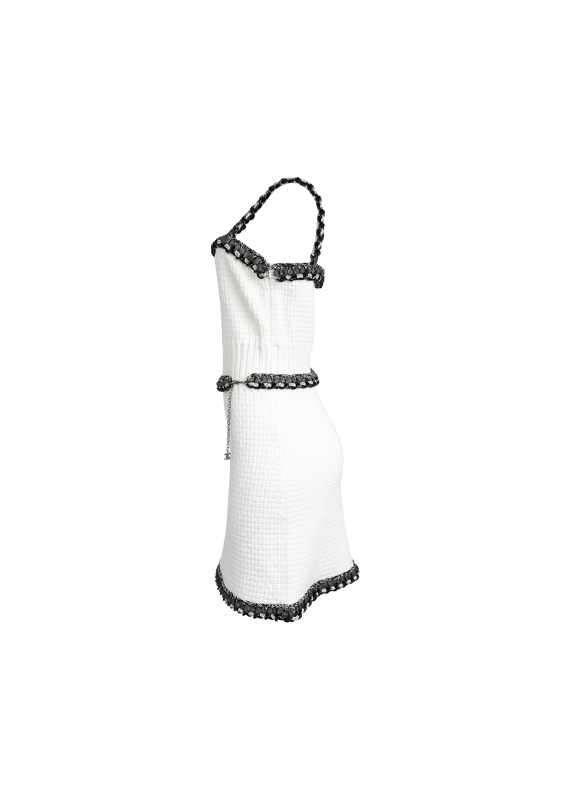 VESTIDO CHANEL CHAIN EMBELLISHED DRESS 38 BRANCO ORIGINAL – Gringa