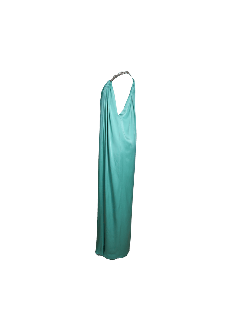 FALABELLA CRYSTAL CHAIN DOUBLE SATIN ONE-SHOULDER GOWN 34