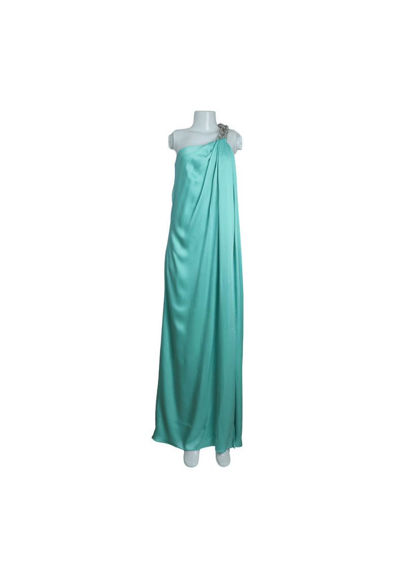 FALABELLA CRYSTAL CHAIN DOUBLE SATIN ONE-SHOULDER GOWN 34