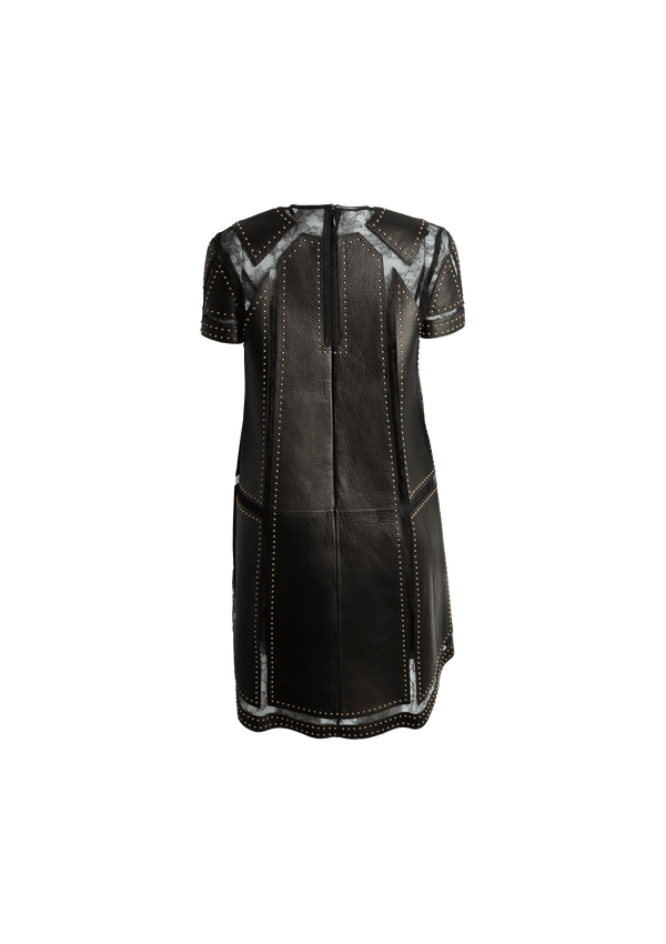 LEATHER STUDS MINI DRESS 38