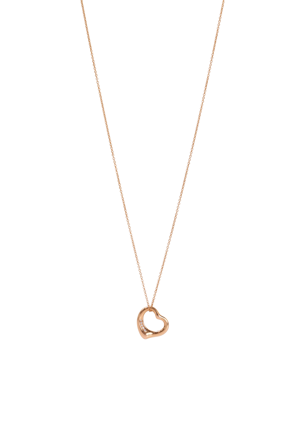 18K OPEN HEART DIAMOND PENDANT NECKLACE