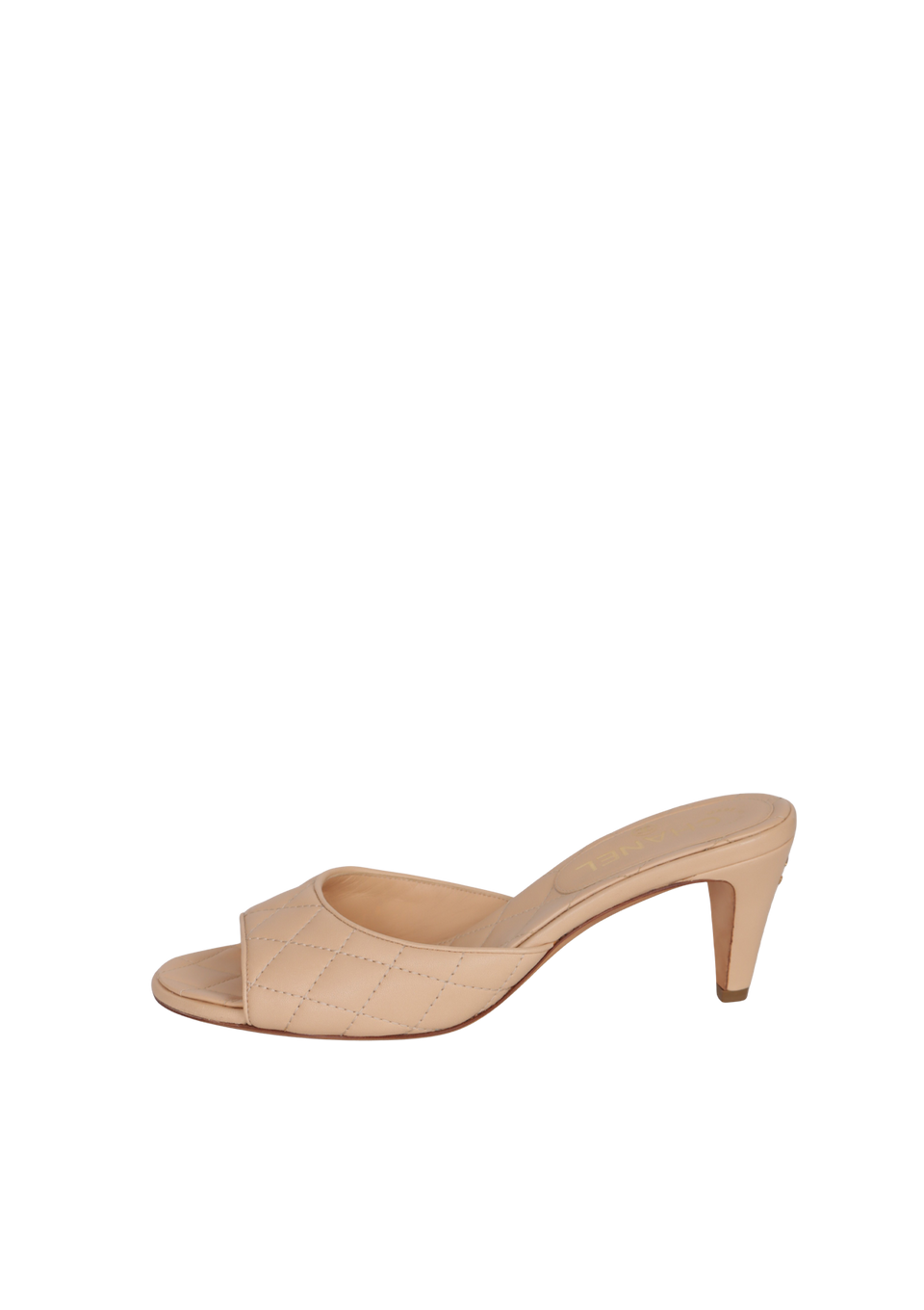 SALTO CHANEL LAMBSKIN CC MULES BEGE 36.5 ORIGINAL – Gringa