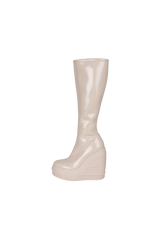 ECRU VINYL KNEE-HIGH BOOTS 37