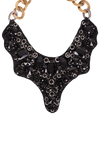 CRYSTAL & FABRIC EMEBLLISHED BIB NECKLACE