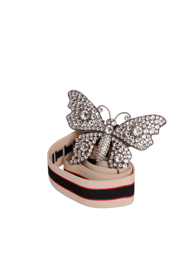 CRYSTAL STRIPE BUTTERFLY BELT 80