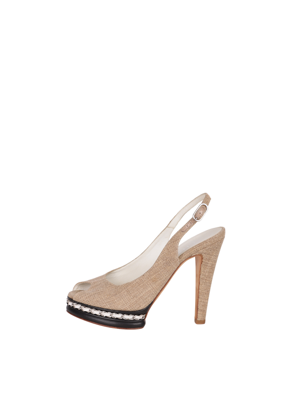 TWEED SLINGBACK PUMPS 35.5