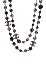 FAUX PEARL & BEAD CC STATION NECKLACE