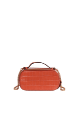 CROCODILE EMBOSSED MINI C VANITY BAG