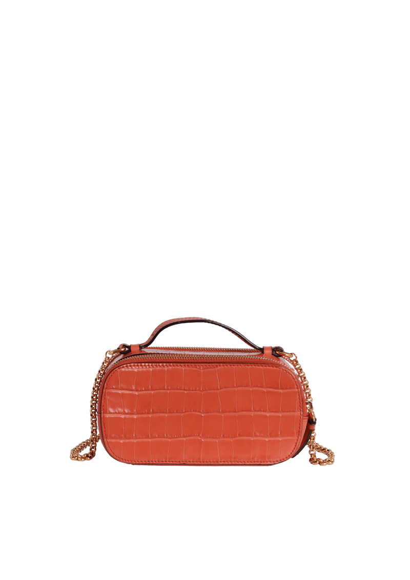 CROCODILE EMBOSSED MINI C VANITY BAG