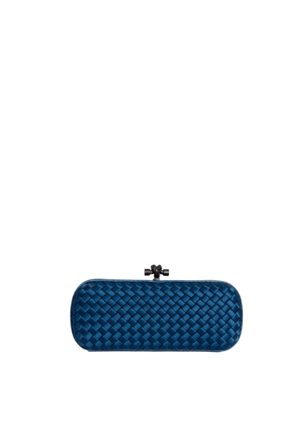 LONG KNOT INTRECCIATO SATIN CLUTCH