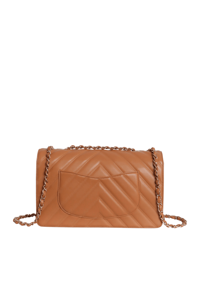 DOUBLE STITCH FULL FLAP BAG CHEVRON