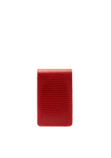 PHONE POUCH COM TAMPA EM COURO LIZARD VERMELHO