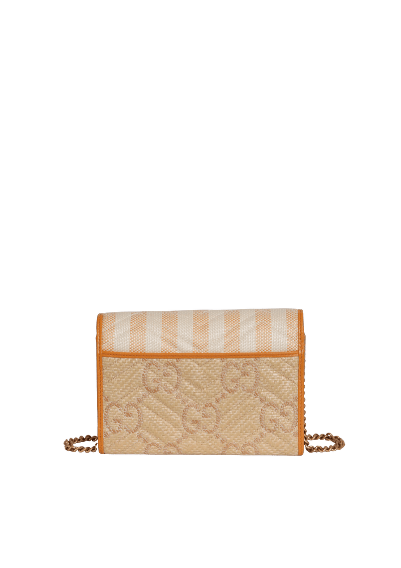 GG MARMONT RAFFIA WALLET ON CHAIN