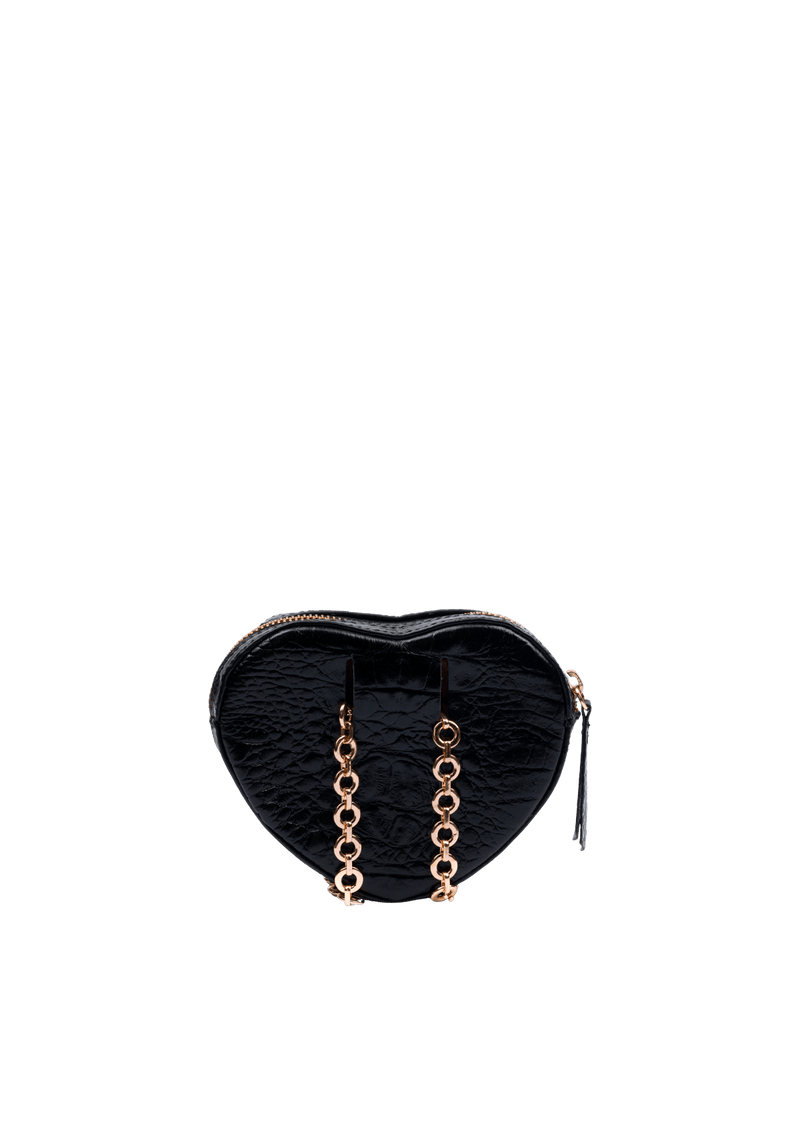 MINI BOLSA HEART EM COURO