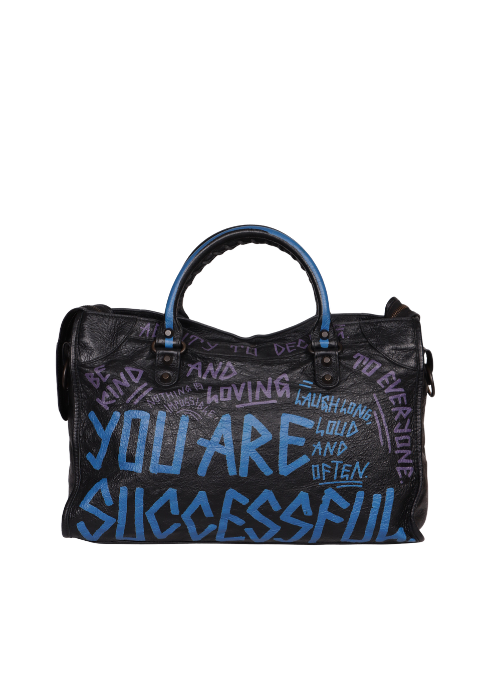 BOLSA BALENCIAGA MOTOCROSS CLASSIC GRAFFITI CITY BAG PRETO