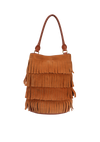 SUEDE FRINGE BUCKET BAG