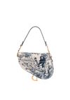 LEATHER EMBROIDERED TOILE DE JOUY SADDLE BAG