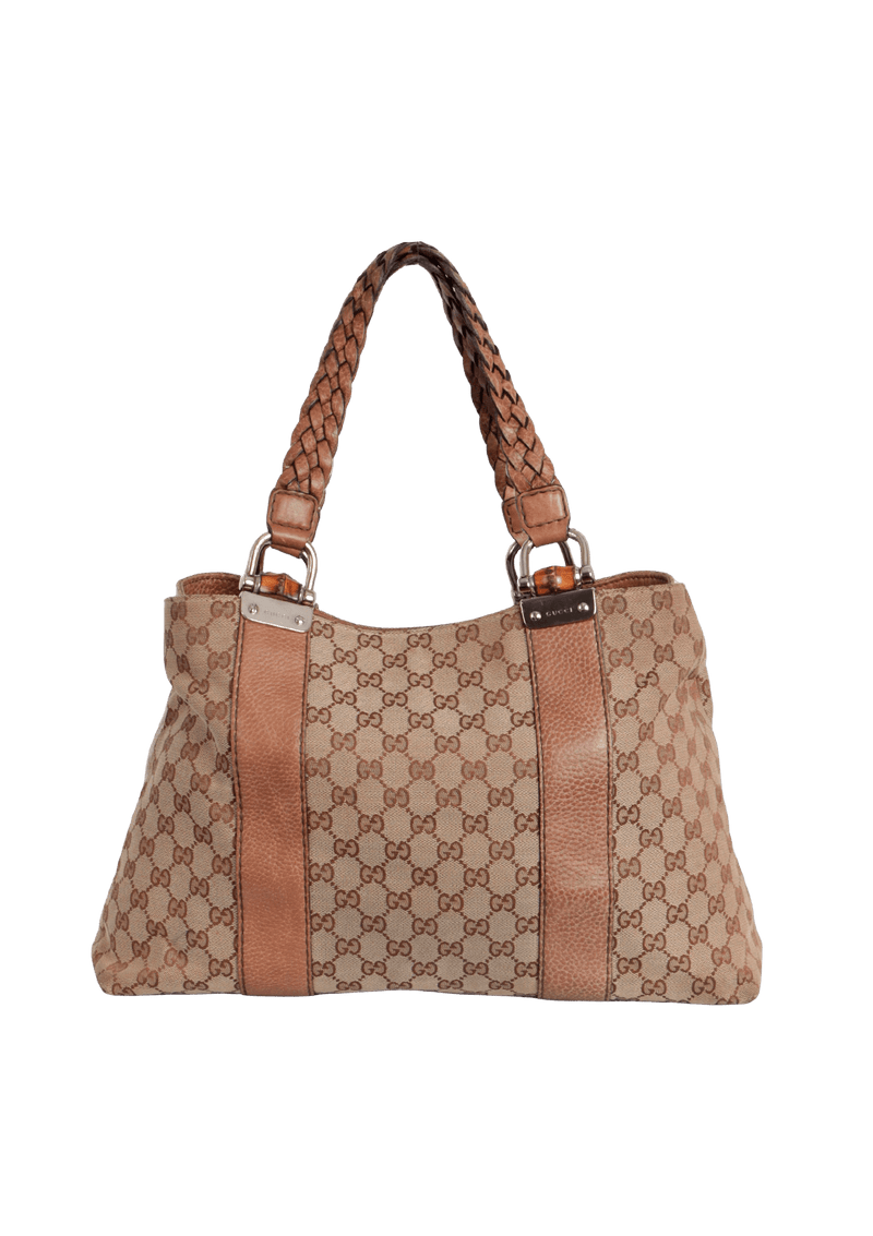 GG CANVAS BAMBOO BAR TOTE