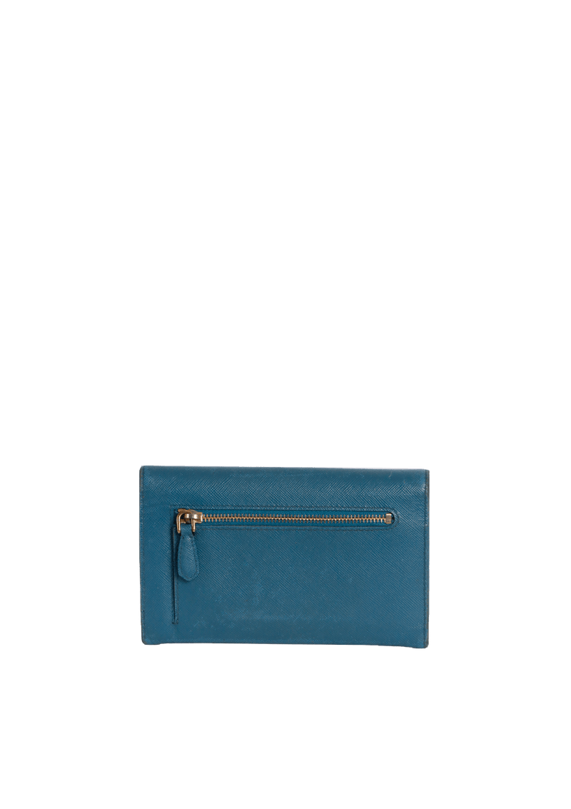 SAFFIANO AZURRO METAL WALLET