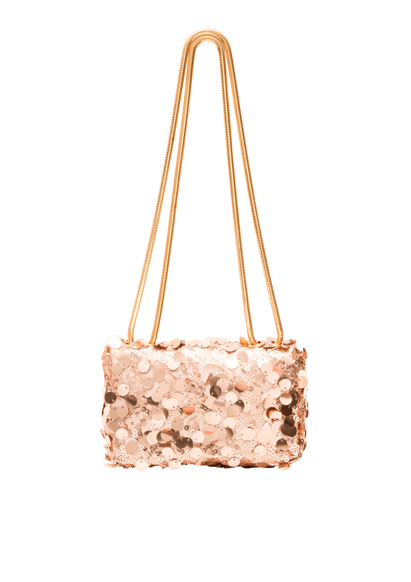 BOLSA KELLY EM PAÊTES OURO ROSA