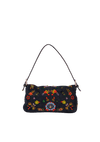 DENIM EMBROIDERED BAGUETTE BAG