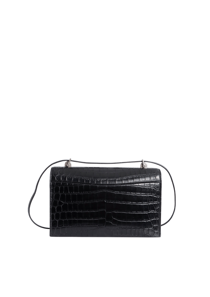 CROCODILE EMBOSSED BABYLONE SHOULDER BAG