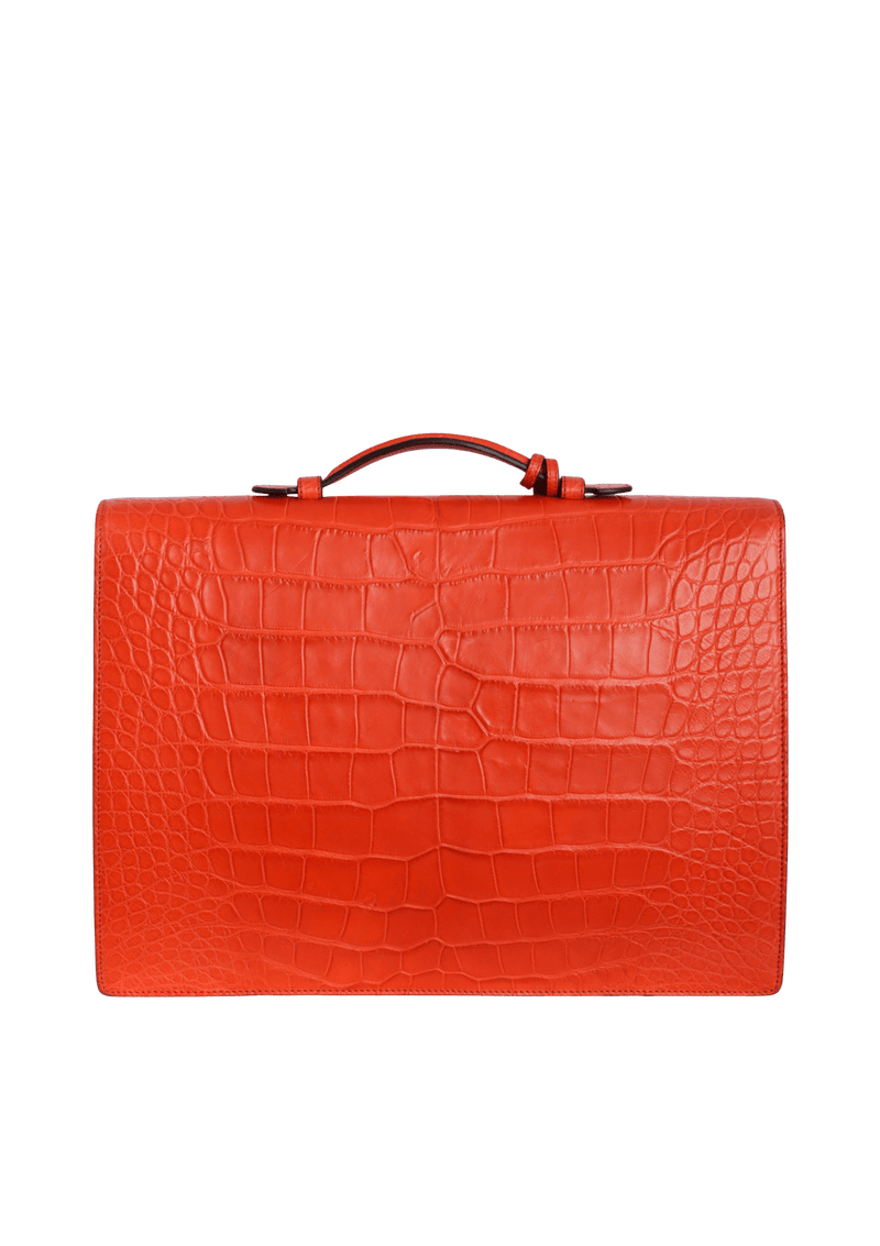 ALLIGATOR BUCKLE FLAP BRIEFCASE