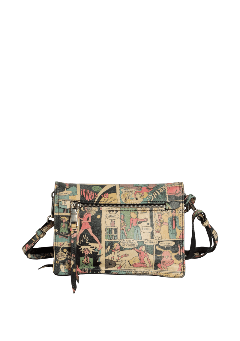 GLACE CALF COMIC ETIQUETTE FLAP BAG