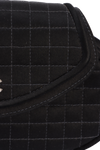CC CHOCOLATE BAR SATIN QUILTED WRISTLET BOW CLUTCH