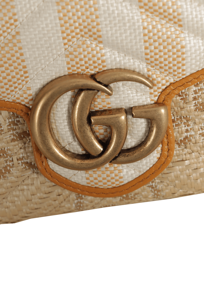 GG MARMONT RAFFIA WALLET ON CHAIN